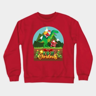 Santa Claus riding a dinosaur Crewneck Sweatshirt